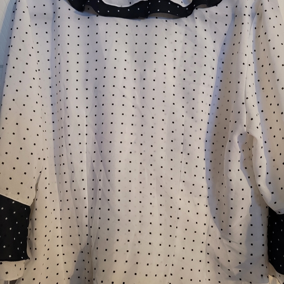 Elegant Navy And White Ruffle Blouse - Picture 8 of 9